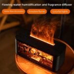 2026 New Flame Essential Oil Diffuser — 250ml USB Smart Cool Mist Humidifier with Flowing Water & 3D Flame Effect, 7-Color LED Night Light, Timer (3H/6H), Type-C