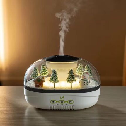 2026 Micro-Landscape Raindrop Humidifier — 250ml Desktop Aroma Diffuser with Scenic Glass Dome, Color-Changing LED Lights, Auto Shut-Off, Whisper-Quiet <36dB, Perfect for Home & Office