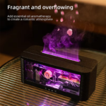 2026 New Flame Essential Oil Diffuser — 250ml USB Smart Cool Mist Humidifier with Flowing Water & 3D Flame Effect, 7-Color LED Night Light, Timer (3H/6H), Type-C - Image 3