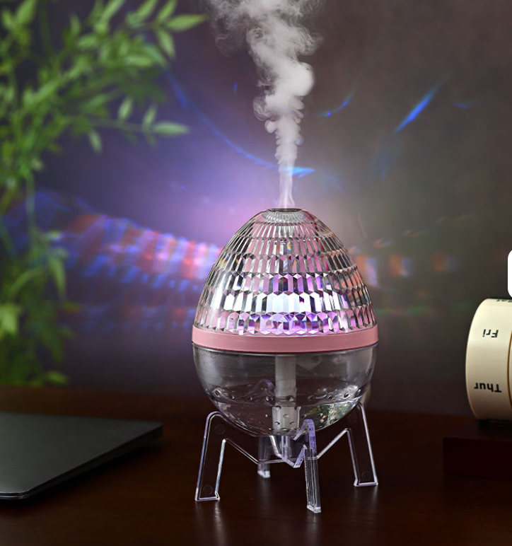 45C97894DE03E7E315364600367802F3_1781779405195_907238 2026 Glitter Crystal Humidifier 300ml — Ultrasonic Desktop Aroma Diffuser with Color LED Light, Large Mist 25-40ml/h, Auto Shut-Off, for Home Office Bedroom (Pink & White) - Image 1