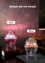 2026 Glitter Crystal Humidifier 300ml — Ultrasonic Desktop Aroma Diffuser with Color LED Light, Large Mist 25-40ml/h, Auto Shut-Off, for Home Office Bedroom (Pink & White) - Image 2
